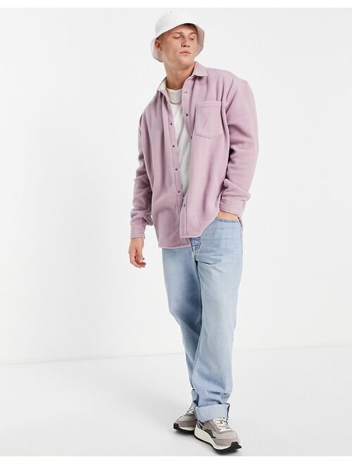 Asos Design 90s oversized fleece shirt in washed mauve