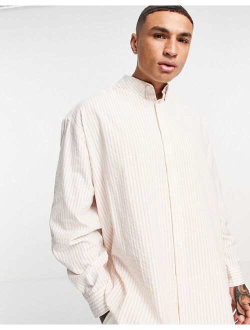 Asos Design super oversized stripe shirt in seersucker