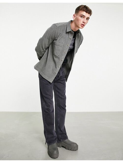 Asos Design cord overshirt in charcoal