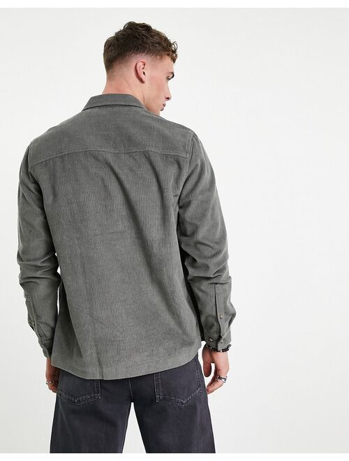 Asos Design cord overshirt in charcoal