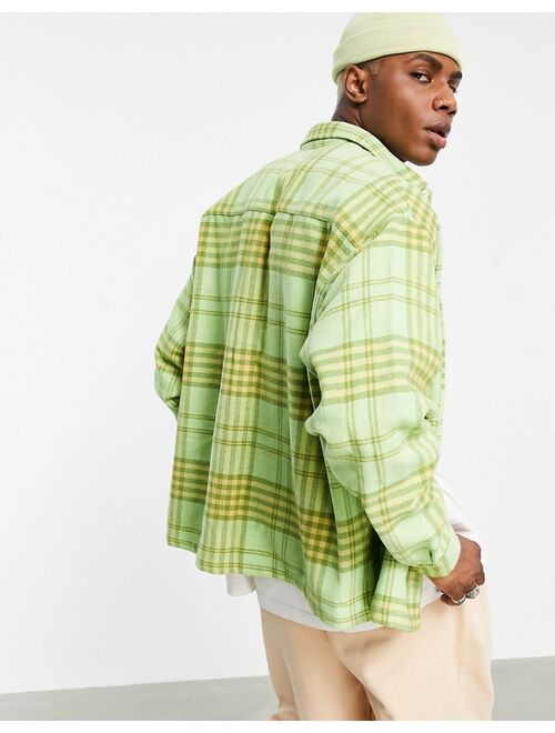 Asos Design boxy oversized shirt in green wool check