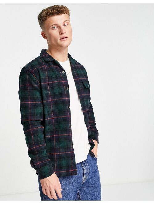 Asos Design overshirt in blackwatch wool check