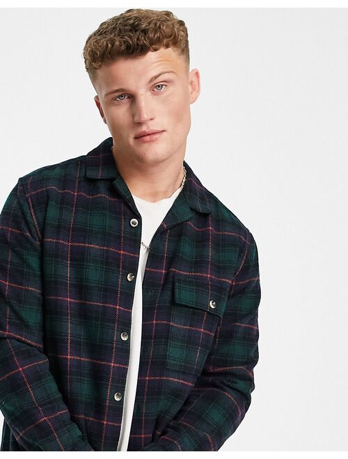 Asos Design overshirt in blackwatch wool check