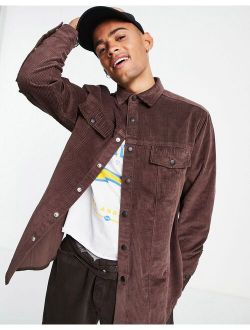 oversized corduroy shirt with Western detail in brown