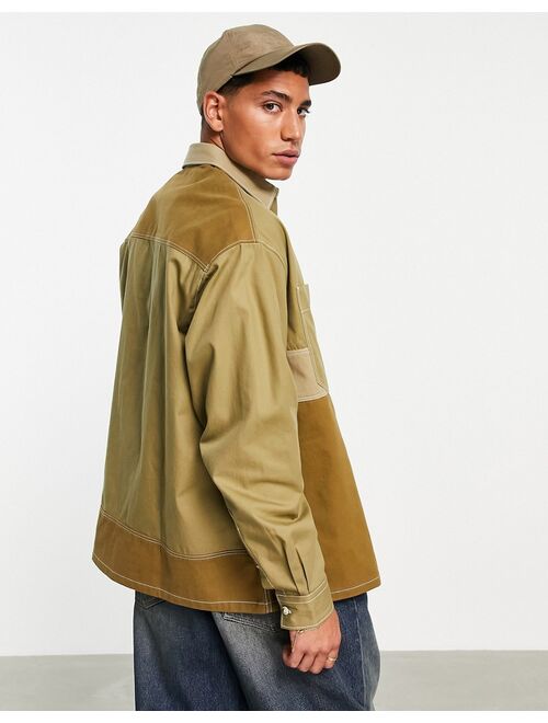 Asos Design utility overshirt in khaki color block