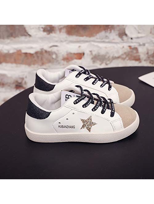 Auhoho Kids Glitter Star Lightweight Sneakers Slip On Loafers Outdoor Golden Goose dupes Casual Running Sports Shoes for Girls Boys