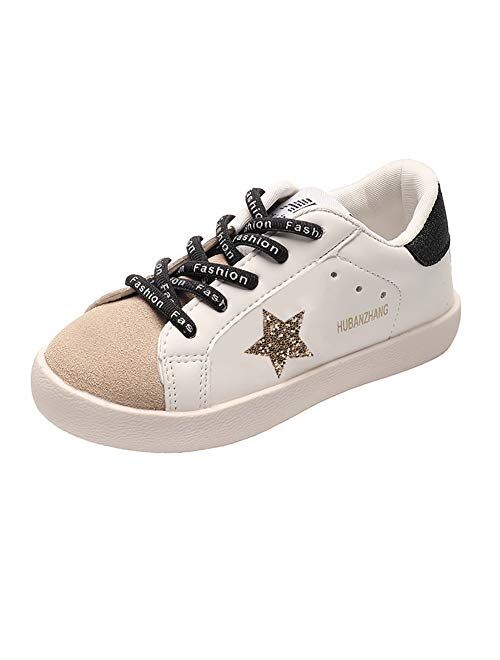 Auhoho Kids Glitter Star Lightweight Sneakers Slip On Loafers Outdoor Golden Goose dupes Casual Running Sports Shoes for Girls Boys