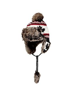 WITHMOONS Fleece Maple Fair Isle Knit Beanie Hat Earflaps Cap FZ70021
