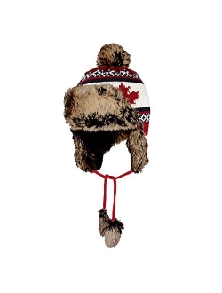 WITHMOONS Fleece Maple Fair Isle Knit Beanie Hat Earflaps Cap FZ70021