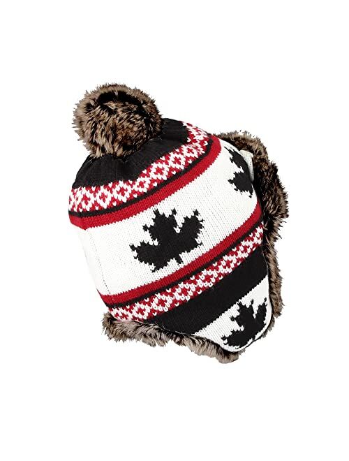 WITHMOONS Fleece Maple Fair Isle Knit Beanie Hat Earflaps Cap FZ70021