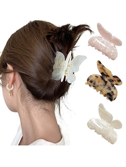 Guanke 3PCS Acrylic Hair Claw Butterfly Tortoise Shell Hair Clip Celluloid French Design Leopard Print Hair Clips for Women (Color A)