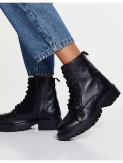 Reilly leather lace up boots in black