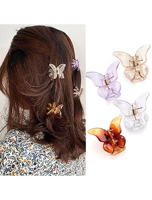 NuAngela Butterfly Hair Clips For Women And Girls, 1.5 Inch Medium Hair Claw Clip, 4pcs Non-Slip Fashion Jaw Clips, Strong Hold Thin And Thick Hair, Styling Accessories H