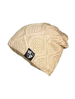 S A Co. Beanie | Tan Slouch Beanie - 100% Acetate, Double-Needle Stitching, Machine Washable