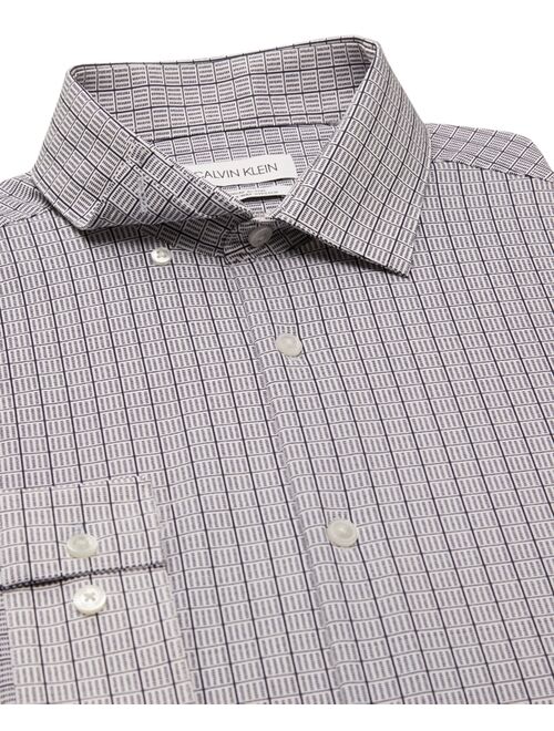 Calvin Klein Men's Slim-Fit Performance Stretch Shorter Length Geometric Print Dress Shirt