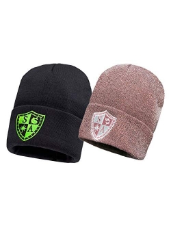 S A Double Beanie Pack - 2 SA Company Double-Needle Stitched Beanies