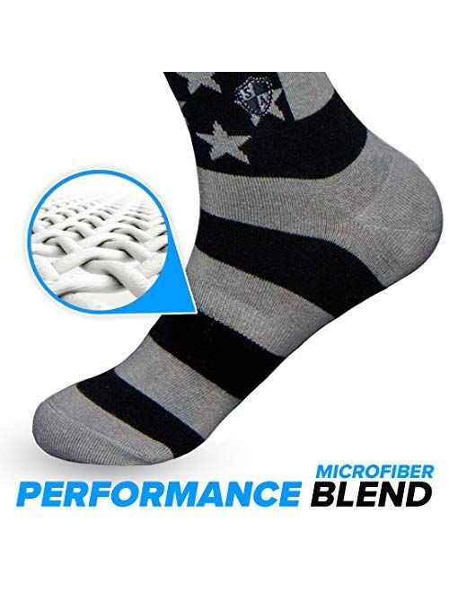 S A Store S A Aztec Blackout Crew Socks for Men & Women - Quick Drying Performance Fiber Blend with Reinforced Toe & Heel