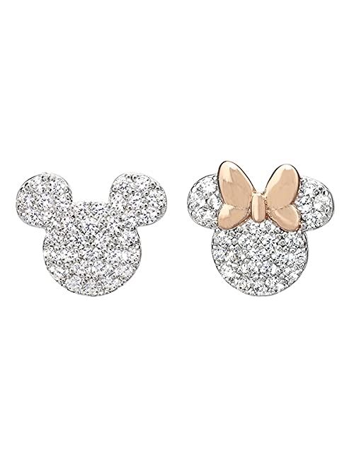 Disney Sterling Silver Mismatched Stud Earrings Winnie the Pooh | Mickey and Minnie Mouse| Beauty and the Beast, Official License