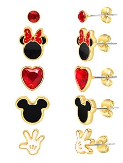 Mickey and Minnie Mouse Fashion Stud Earring Set - 3/4/5 Pairs Per Set