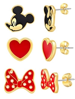 Mickey and Minnie Mouse Fashion Stud Earring Set - 3/4/5 Pairs Per Set