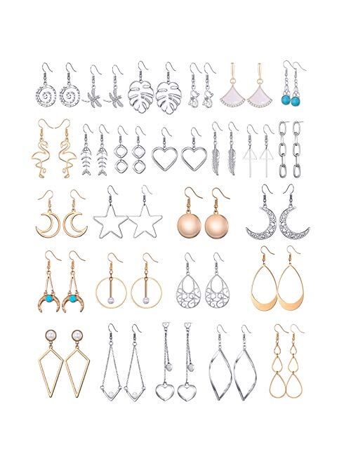 Tamhoo 10/20/26 Pairs Wholesale Earrings Dangling for women Fashion - Teens Girls Womens Dangle Earrings Set with Silver and gold Tone