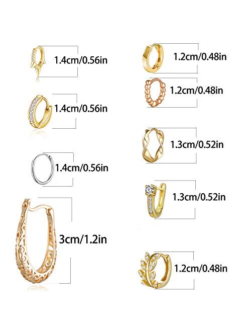 Tamhoo 12 Pairs Gold/Silver Small/Big Hoop Earrings Pack Set for Women - Wholesale 8mm Hoop Earrings for Teen Girls (12 pairs)