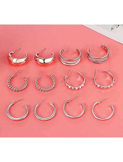 Tamhoo 18 Pairs Mini Hoop Small Hoop Earrings for Women Pack with Gold/White Gold Tone - Wholesale Items for Boutique Girls Jewelry Set