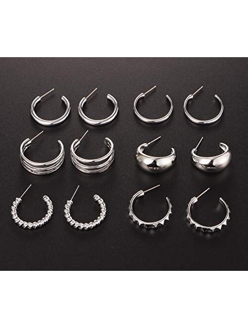 Tamhoo 18 Pairs Mini Hoop Small Hoop Earrings for Women Pack with Gold/White Gold Tone - Wholesale Items for Boutique Girls Jewelry Set