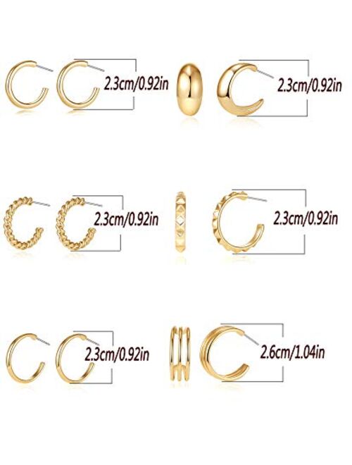 Tamhoo 18 Pairs Mini Hoop Small Hoop Earrings for Women Pack with Gold/White Gold Tone - Wholesale Items for Boutique Girls Jewelry Set