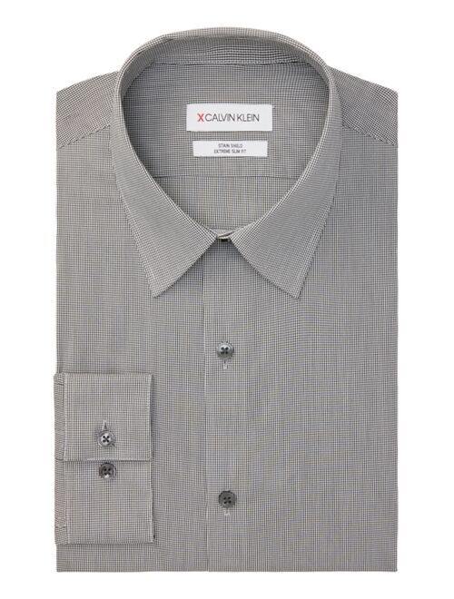 Calvin Klein Men's Extra-Slim Fit Performance Stretch Stain Shield Mini-Check Dress Shirt