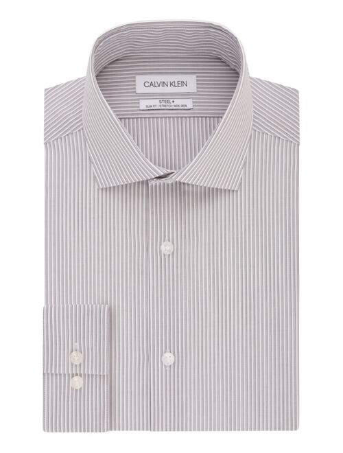 Calvin Klein Men's STEEL Slim-Fit Non-Iron Stretch Performance Stripe Dress Shirt