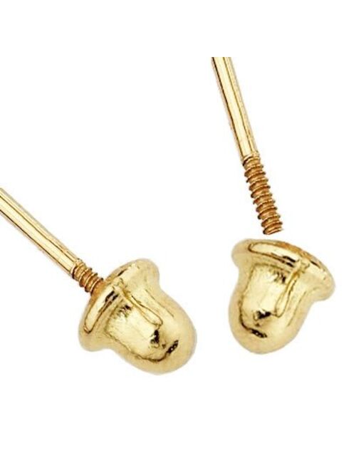 The World Jewelry Center 14k Yellow Gold 5mm Round Solitaire Basket Set Stud Earrings with Screw Back - 12 Different Color Available