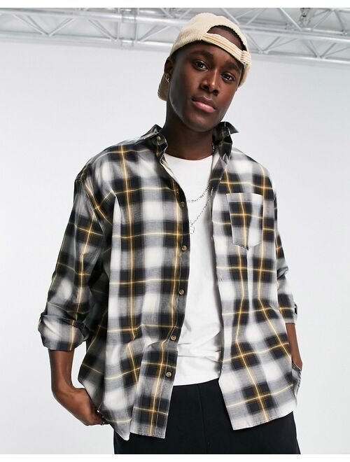 Topman oversized check shirt in mono