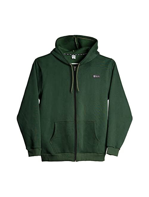 S A Store S A SA Men's Full-Zip Hoodie Sweatshirt - Standard fit, Relaxed Hood with Ribbed Cuffs & Waistband