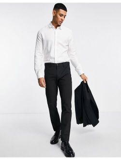 egyptian cotton textured formal shirt with penny collar in white