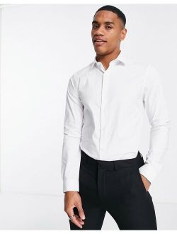 long sleeve stretch shirt in white
