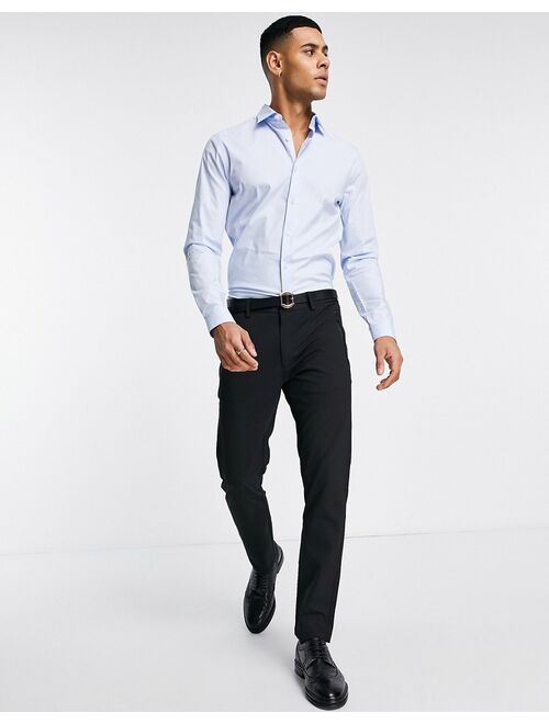 Topman long sleeve stretch shirt in light blue