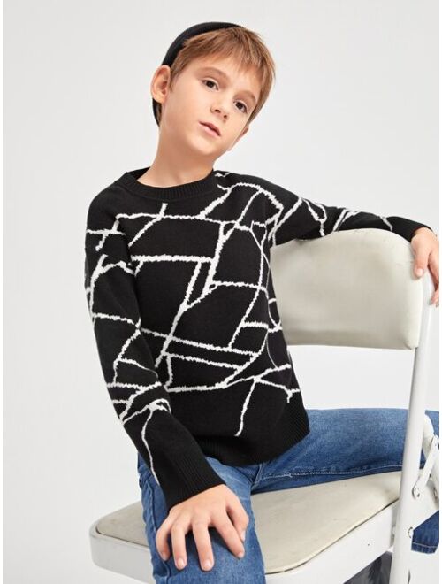 Buy SHEIN Boys Geo Pattern Drop Shoulder Sweater online | Topofstyle