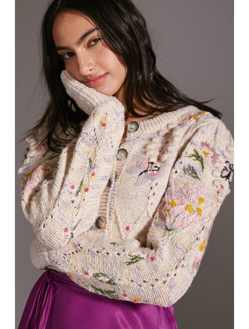 Buy Anthropologie Floral Embroidered Cardigan Online | Topofstyle