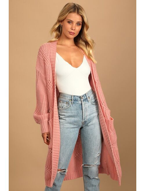 Buy Lulus Tres Cozy Blush Chunky Cable Knit Oversized Cardigan Online Topofstyle 6340