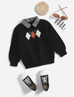 Toddler Boys Argyle Pattern Collar Neck Sweater