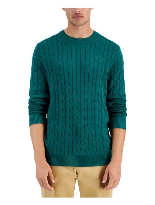 Club Room Men's Cable-Knit Cotton Sweater, Created for Macy's