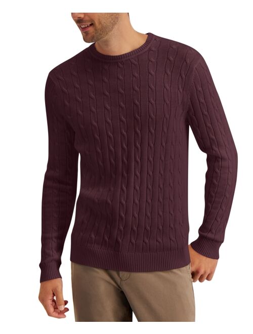 Club Room Men's Cable-Knit Cotton Sweater, Created for Macy's