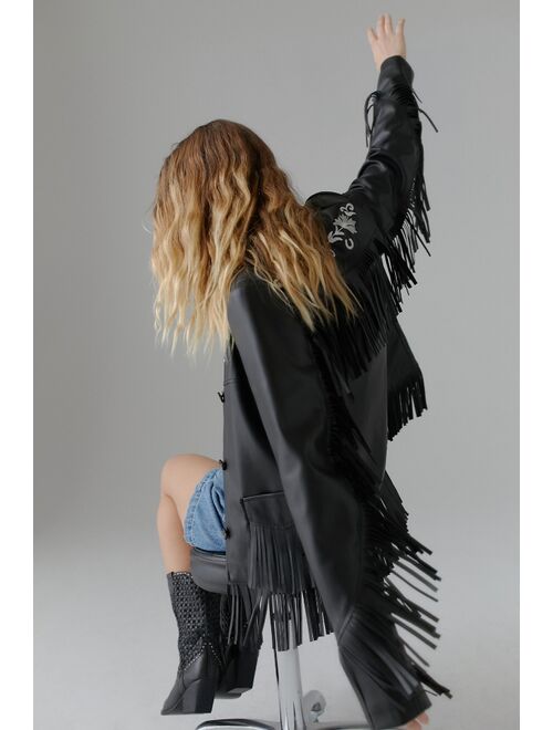 Urban outfitters UO Arden Faux Leather Western Fringe Jacket