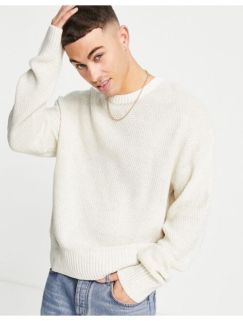 New Look relax box stitch sweater in stone