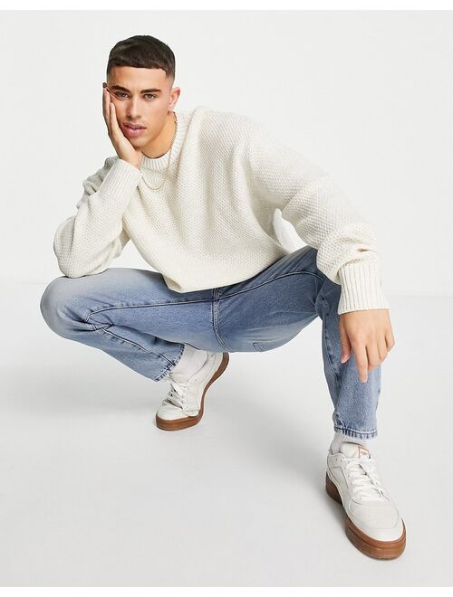 New Look relax box stitch sweater in stone