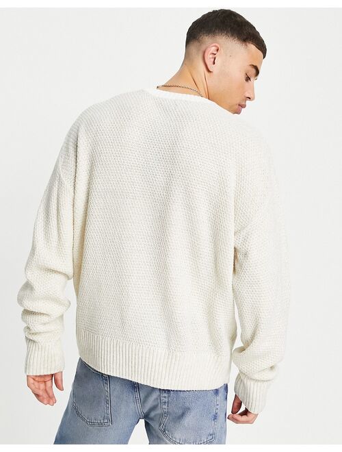 New Look relax box stitch sweater in stone