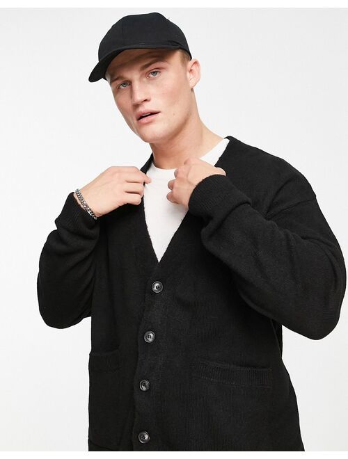 New Look fluffy relaxed cardigan in black