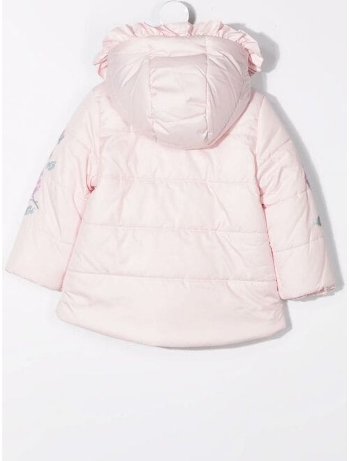 Lapin House bow-detail padded parka coat