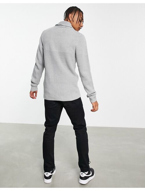 Jack & Jones Originals Shawl collar cardigan in gray